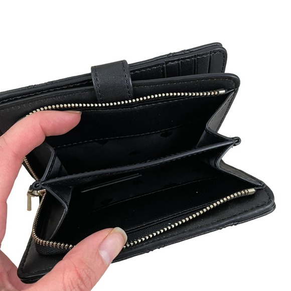 NEW Kate Spade Natalia Quilted Bifold Wallet Medium Compact Leather Black - Picture 8 of 9